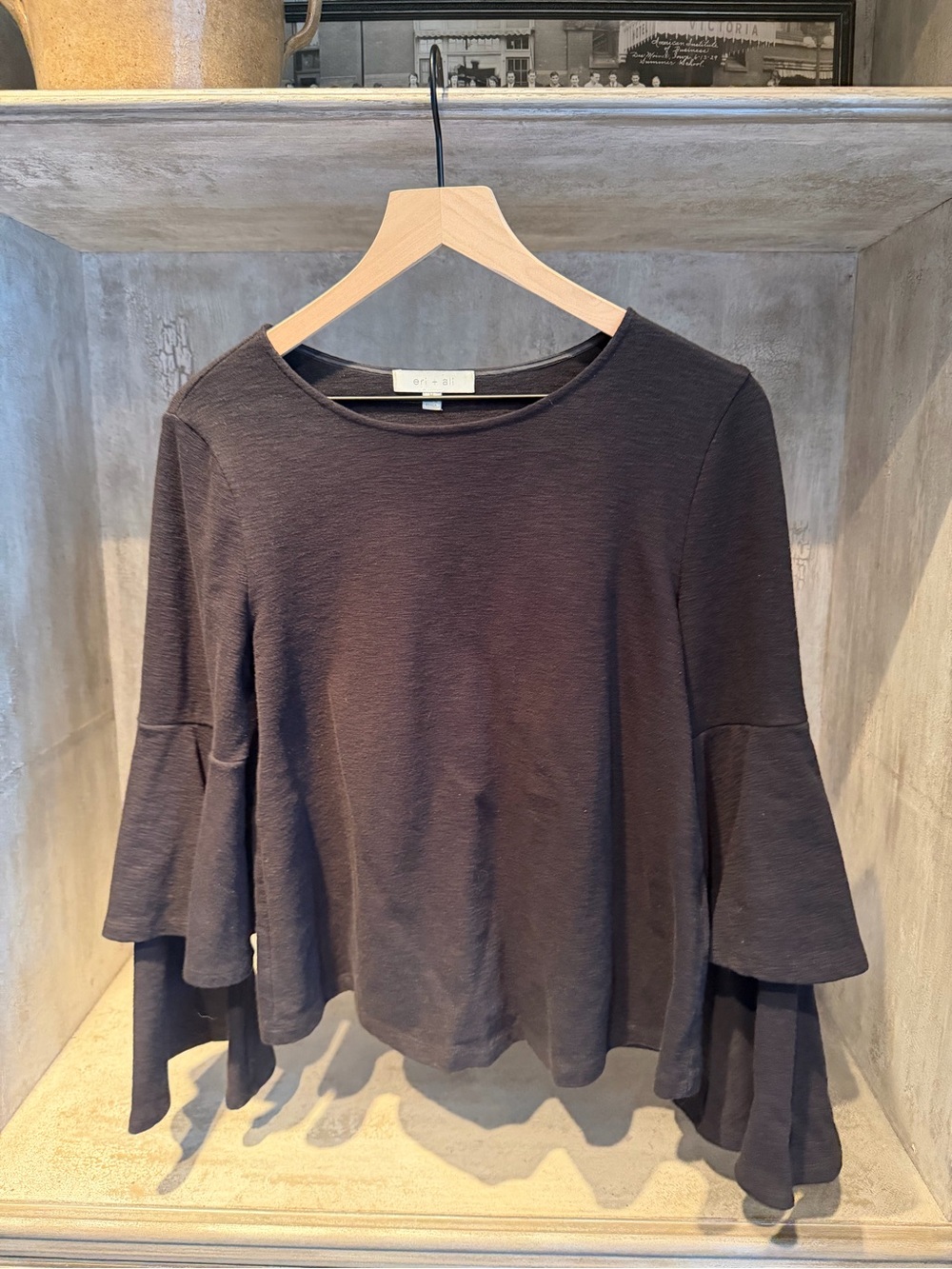 Eri + Ali Black Bell-Sleeve Top